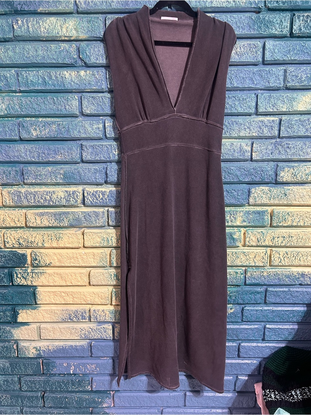 Skins Sleeveless V-Neck Maxi Dress in Dark Gray 2